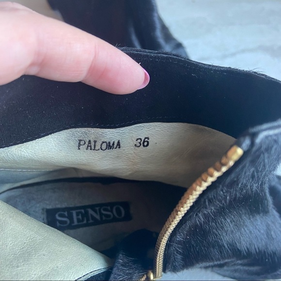 SENSO Paloma Black calf Hair Block Heel Booties size 36 leather - Picture 3 of 9